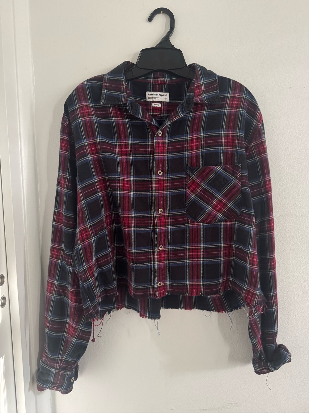 American Apparel Cropped Burgundy Flannel